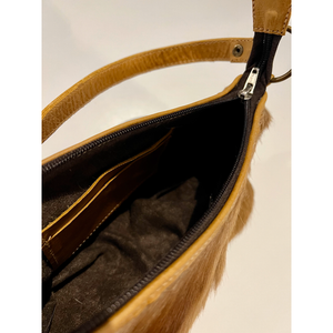 Genuine Springbok skin genuine leather clutch handbag inside