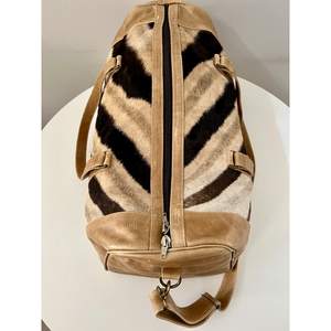 Genuine Zebra skin genuine leather overnight duffle bag top